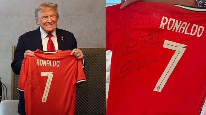 Ronaldo Tulis Pesan ke Donald Trump Lewat Jersey: Bermain untuk Perdamaian